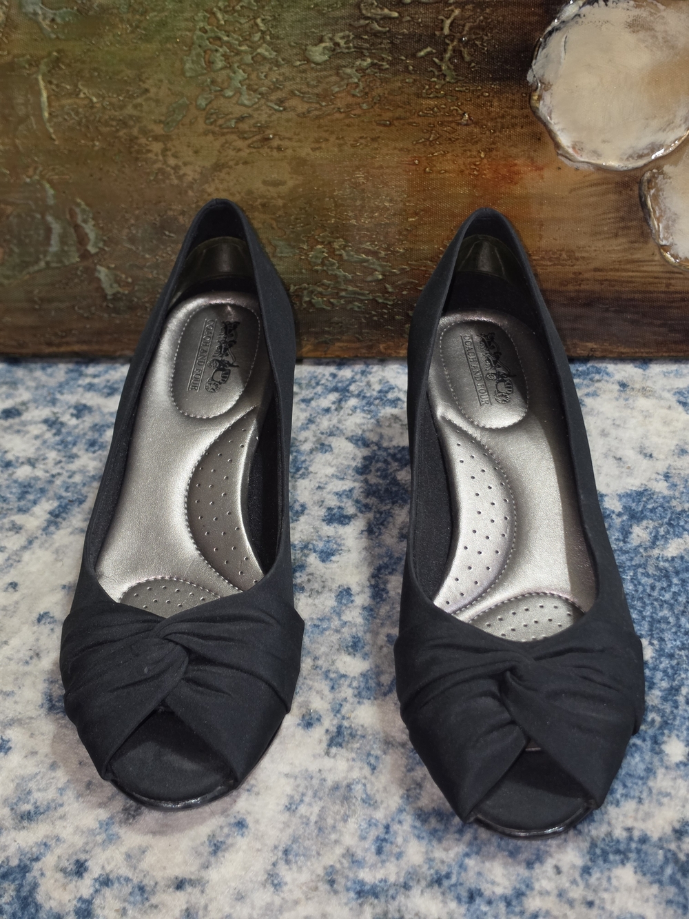 Coach Black Peep Toe Heels with Knotted Front
